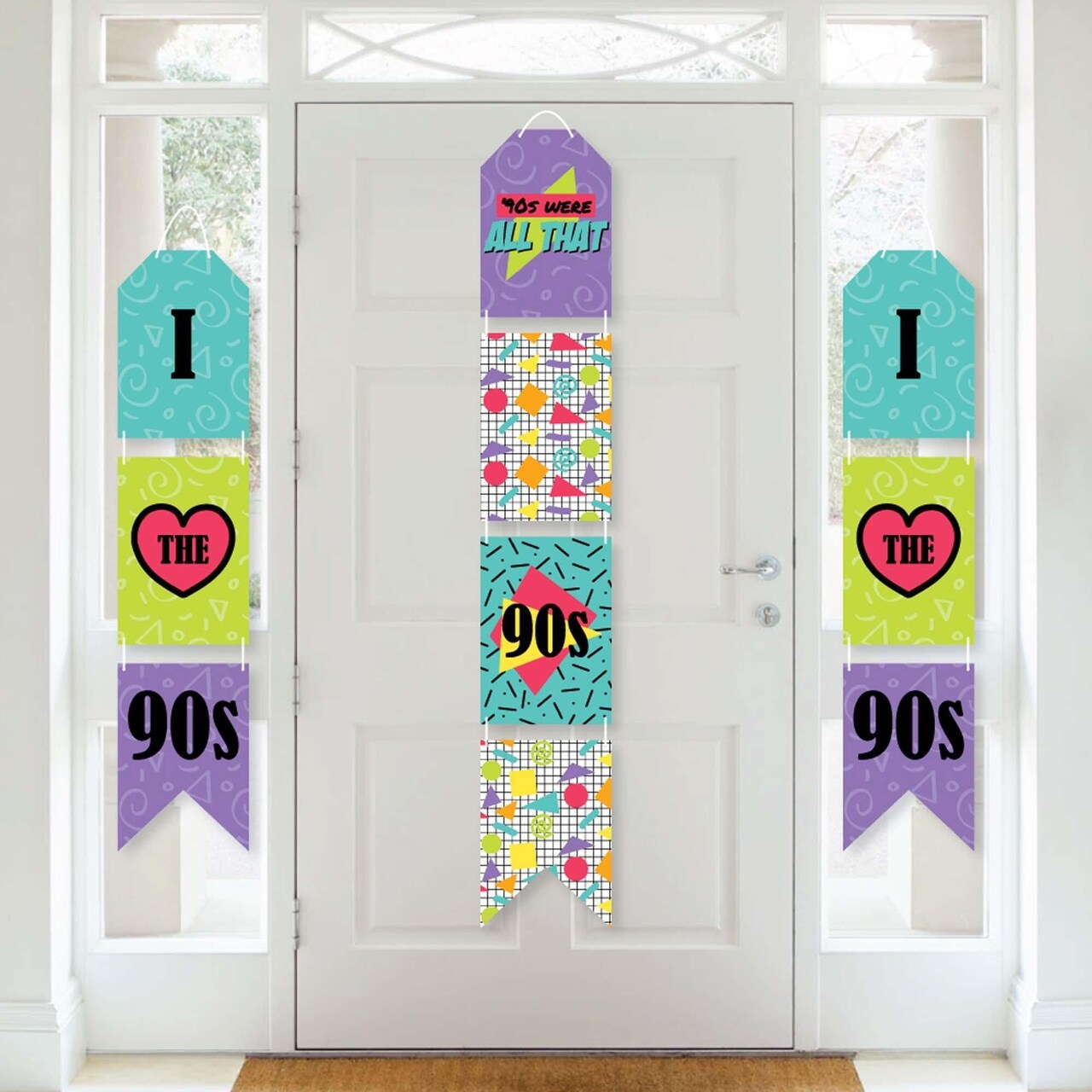 Big Dot of Happiness 90's Throwback - Hanging Vertical Paper Door Banners - 1990s Party Wall Decoration Kit - Indoor Door Decor